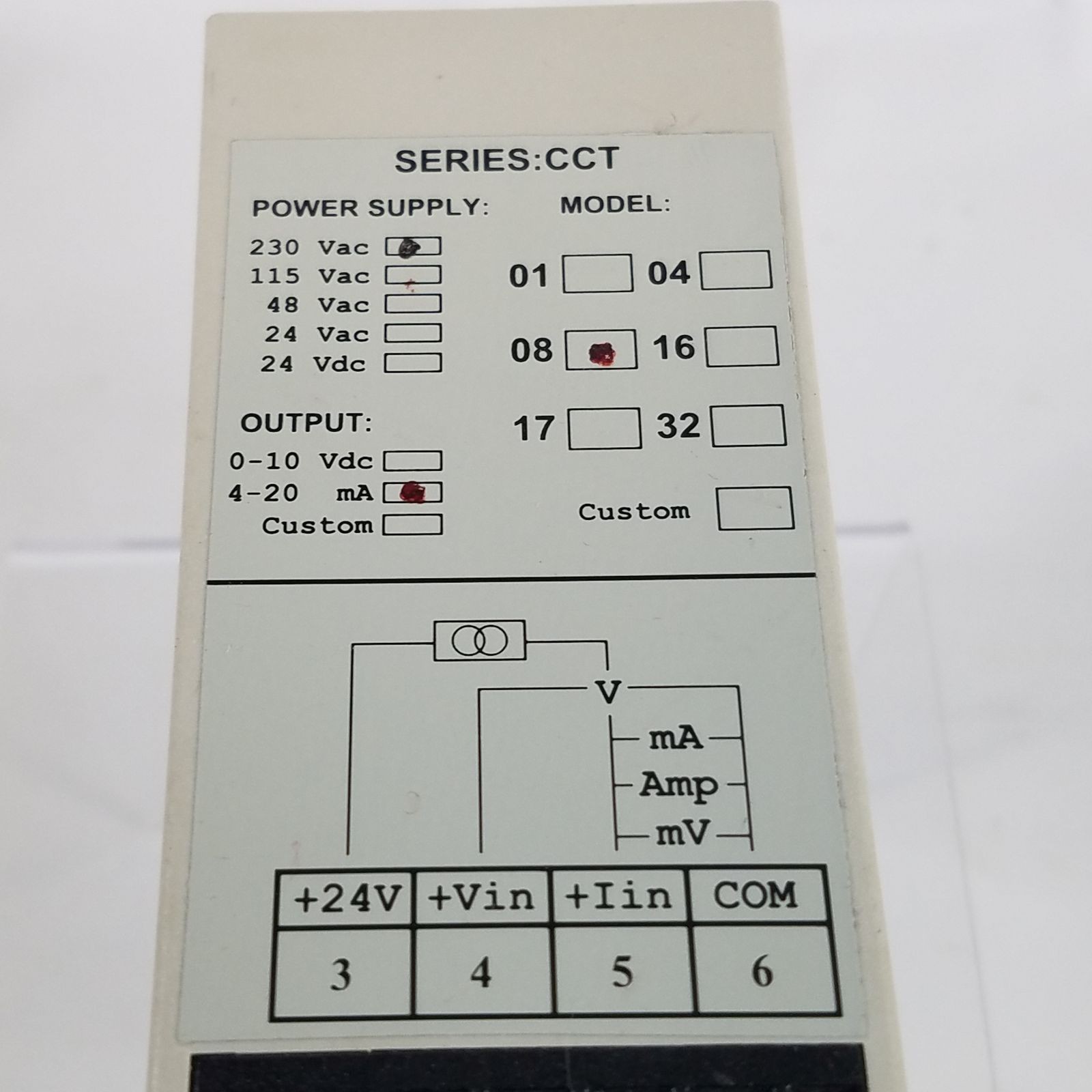 Omega Engineering CCT-08-0/650V Thermocouple Input DIN Rail Signal Conditioner