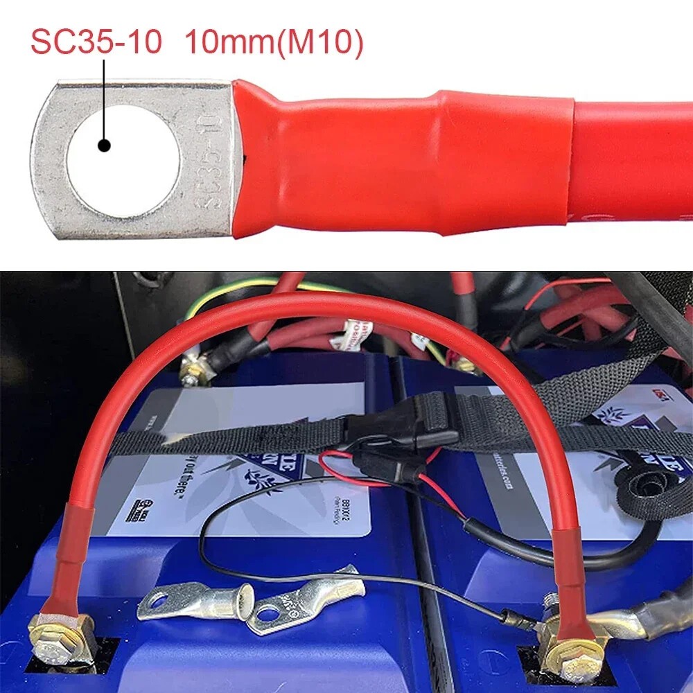 2 / 4 PCS 2AWG Copper Battery Cable Wire with Lugs Auto Marine Inverter RV Solar