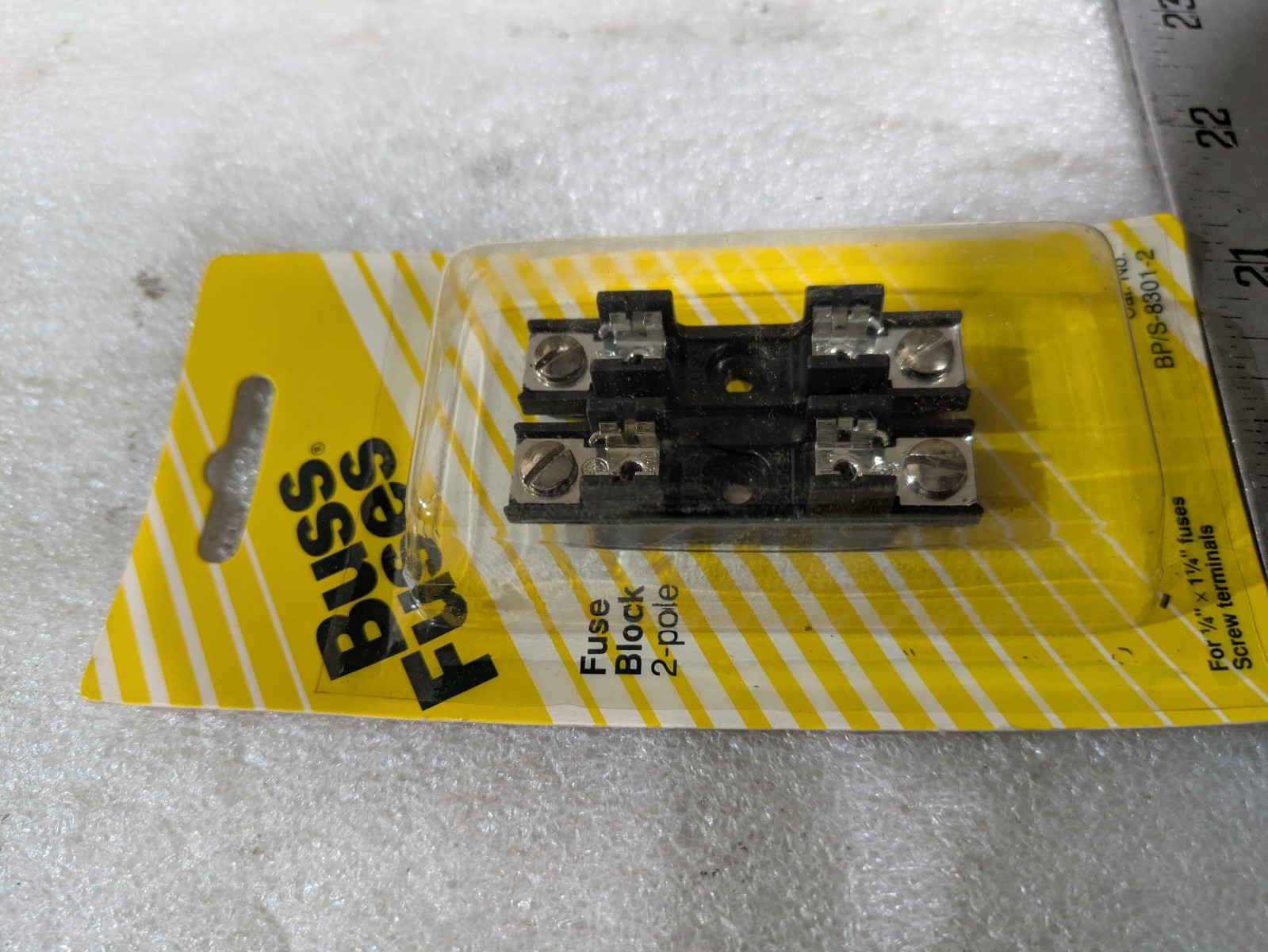 Bussmann BP/S-8301-2 Fuse Block 2-Pole for 1/4in x 1-1/4in Fuses Screw Terminal