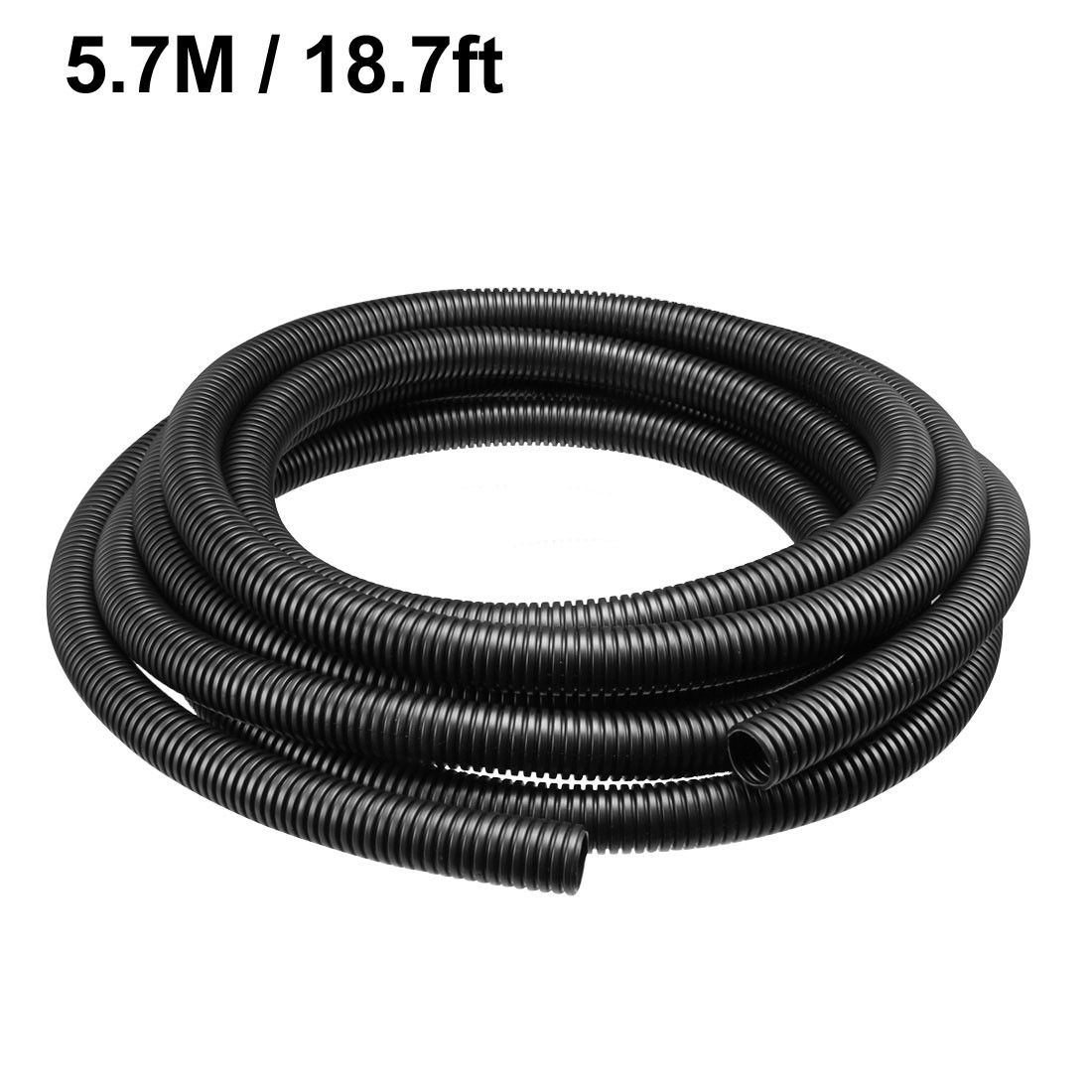 5.7 M 17×21.2 mm PP Flexible Corrugated Conduit Tube for Garden,Office Black