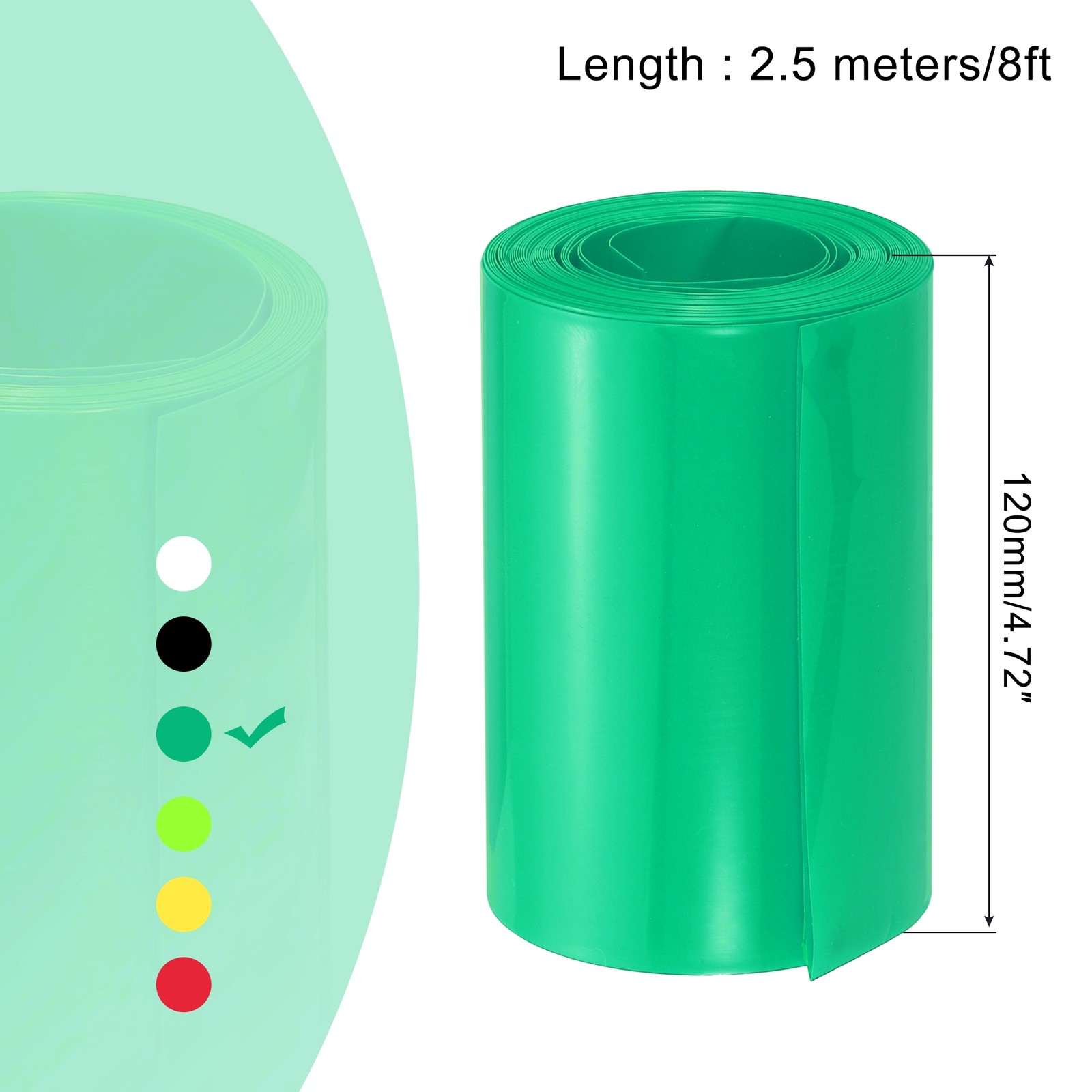 Battery Wrap Heat Shrink Tubing 76mm Dia 120mm Flat 8 Feet Green