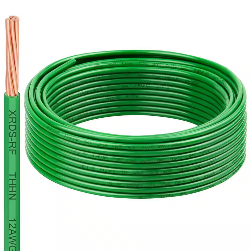 12 AWG THHN Stranded Bare Copper Wire Green 25 Ft. Roll 600-Volt Rated , 7 Condu
