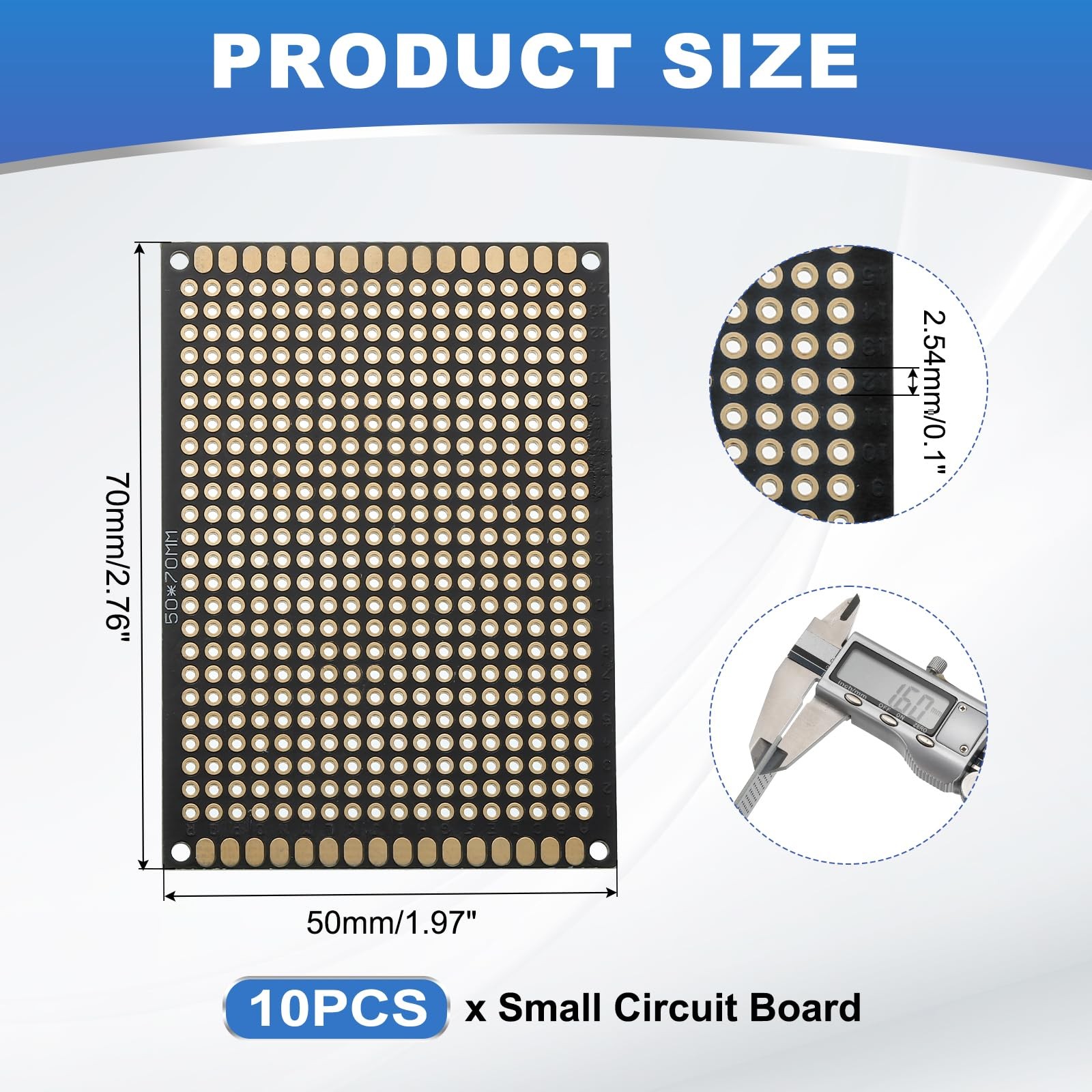Solderable Double Sided Black Gold Plated PCB Board 2.76×1.97 In 10Pcs