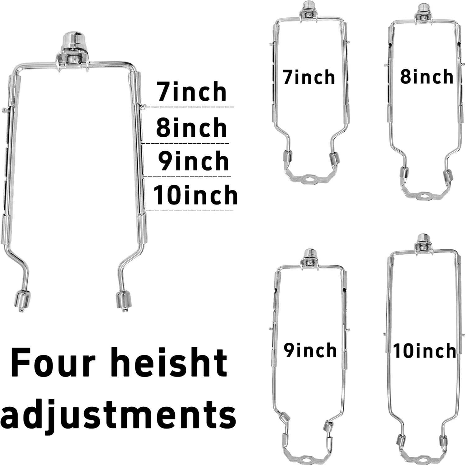 Lamp Shade Harp Kit 7 8 9 10 Inch Adjustable Holder E26 E27 UNO Fitter Hardware