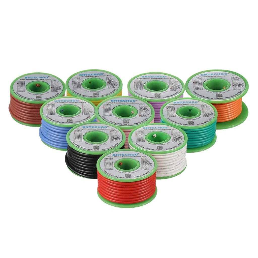 BNTECHGO 16 Gauge Silicone Wire Kit 10 Color Each 25 Ft Flexible 16 AWG Stranded