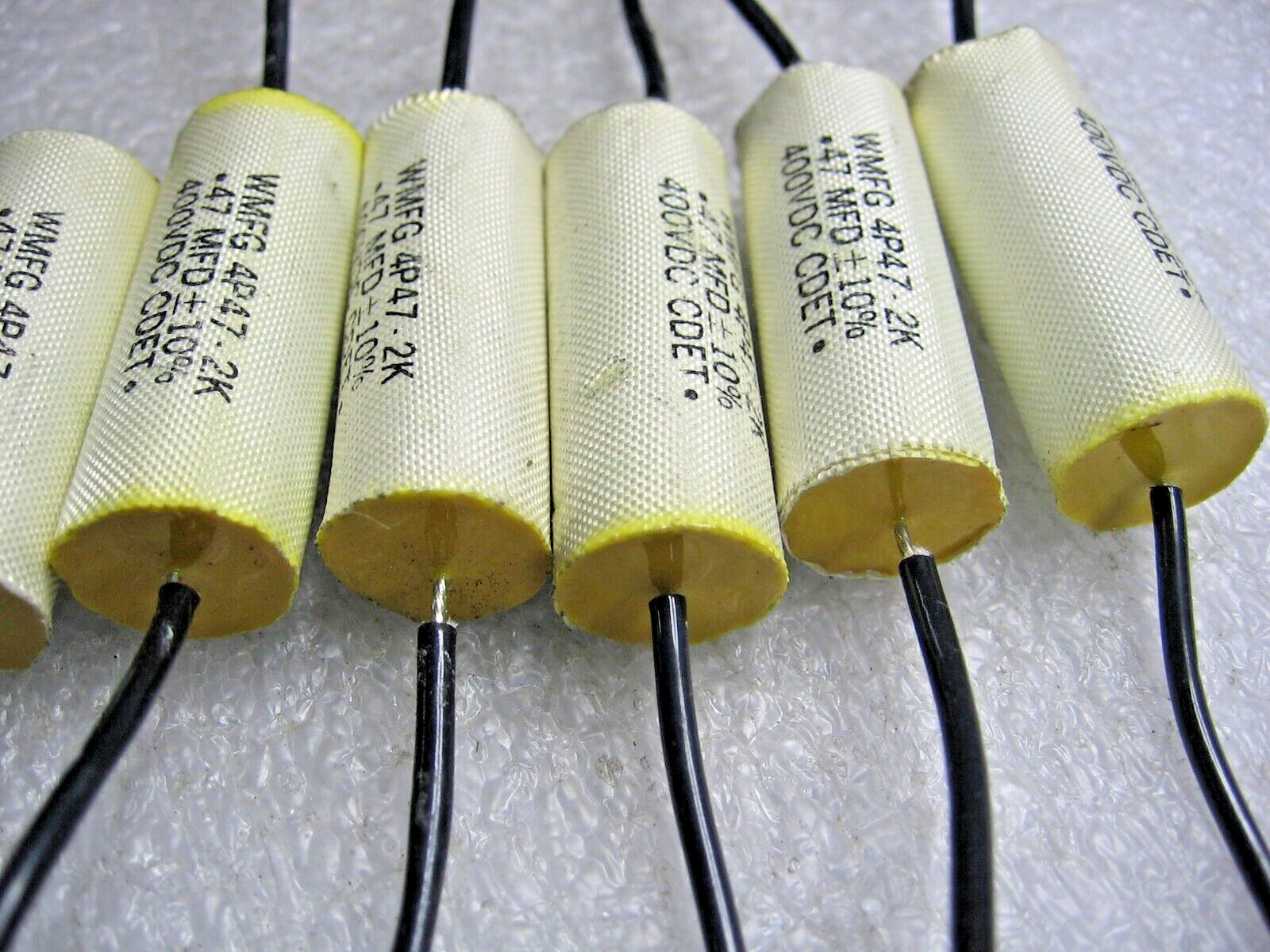 6 Piece Cornell Dubilier CDE Axial Polyester Film Capacitor .47 uF 400 vdc 10%