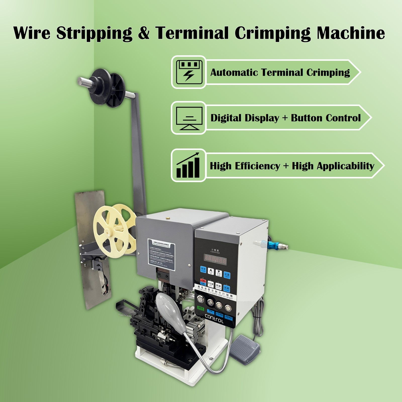 Automatic Terminal Stripping Crimping Machine 220V 1PH Cable Wire Stripper