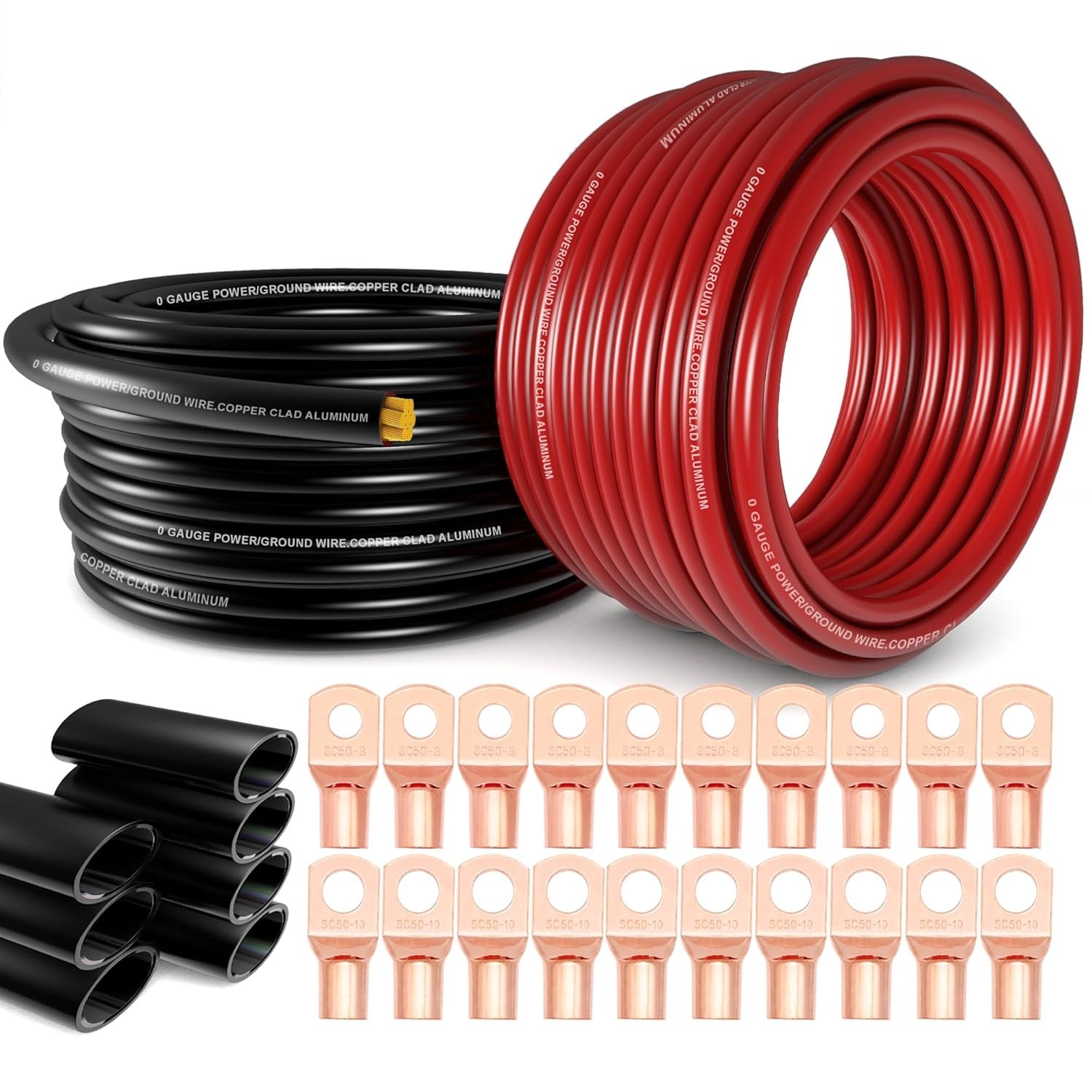 1/0 Gauge Wire 20FT Red/Black CCA Copper Clad Aluminum Battery & Car Audio Cable