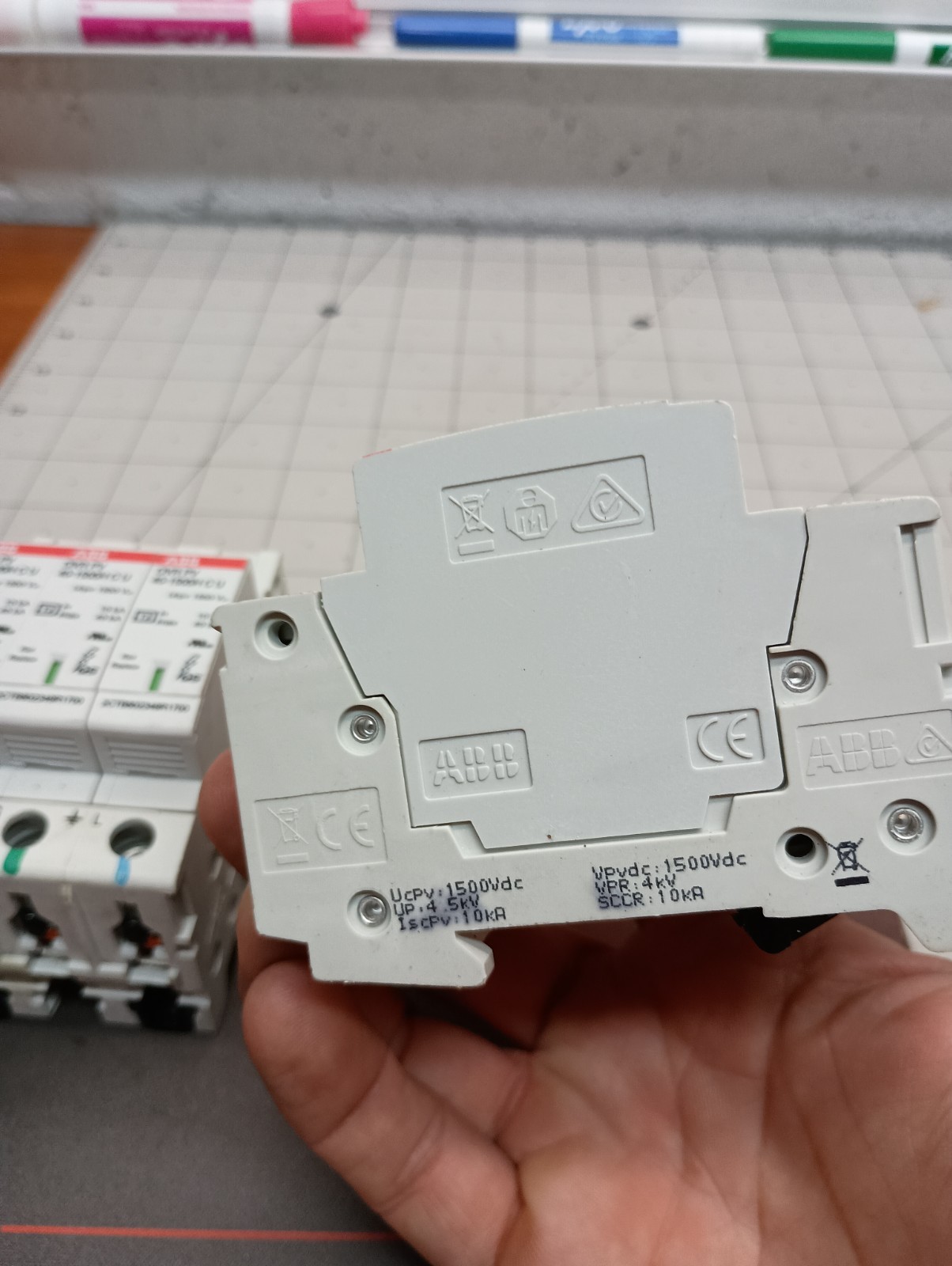 ABB OVR PV 40-1500H CU 3-Pole Surge Suppressor Block of 3 and Bottom Carrier