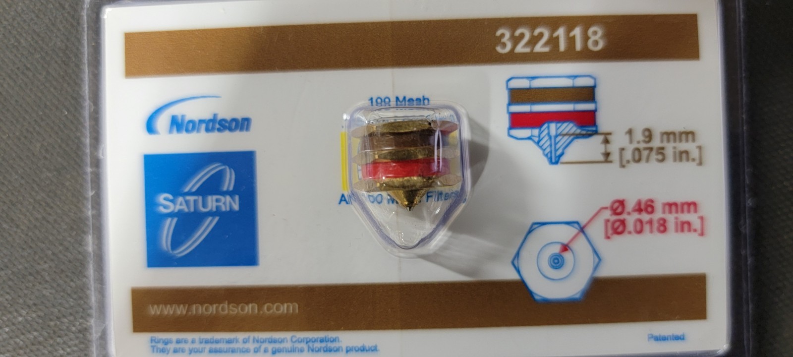 Brand New 322118 Nordson Saturn Glue Tip – Genuine Nordson