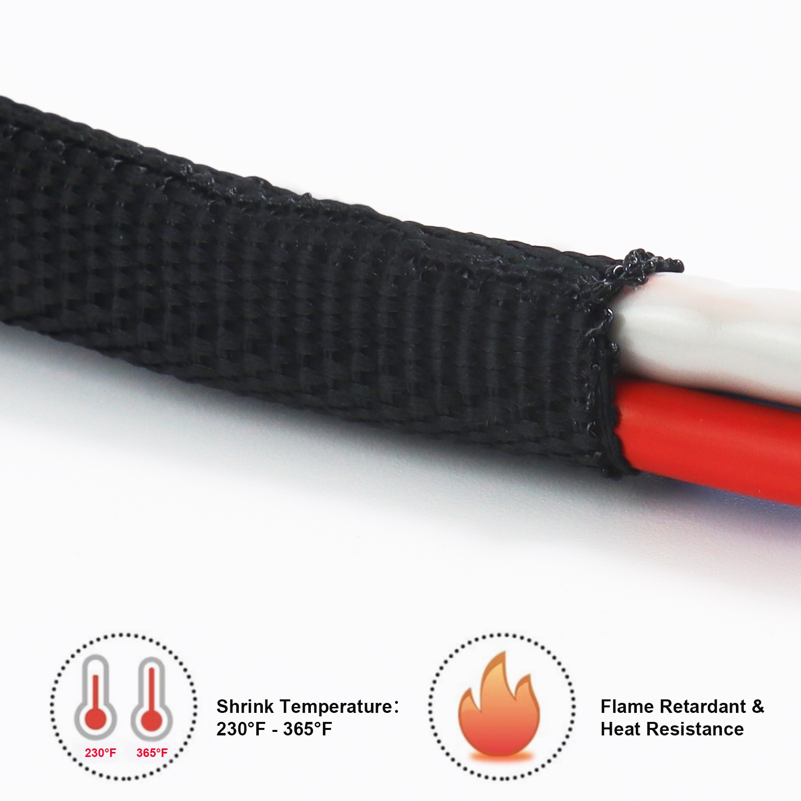 Heat Shrink Braided Wire Conduit 2:1 Ratio Flexible Wear-Resistant Sleeve Lot