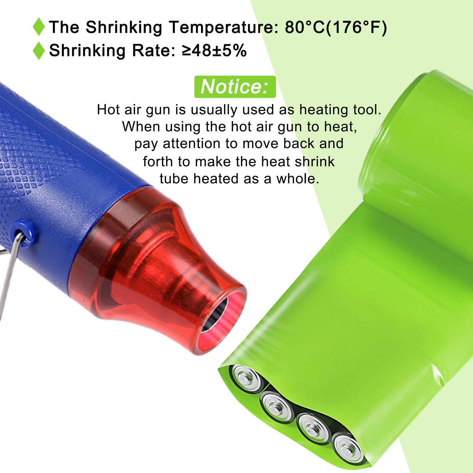 Battery Wrap Heat Shrink Tubing 50mm Dia 80mm Flat 10 Feet Light Green