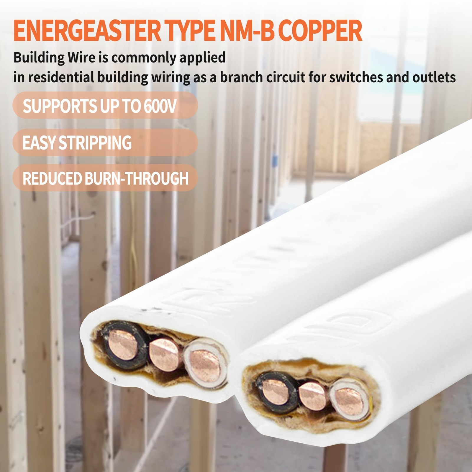 Solid Indoor NMBC Cable, 14/2 W/G, 30.5m Coil, Electrical D…