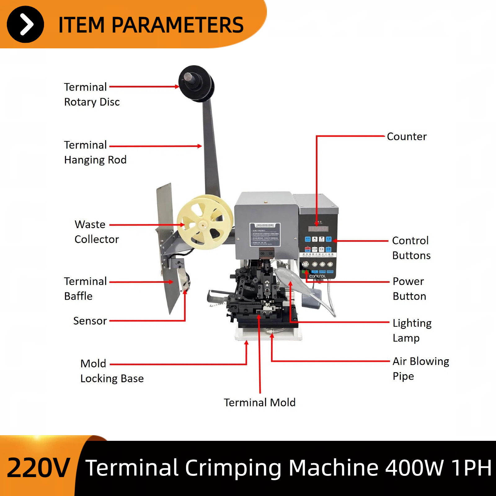 Automatic Terminal Stripping Crimping Machine 220V 1PH Cable Wire Stripper