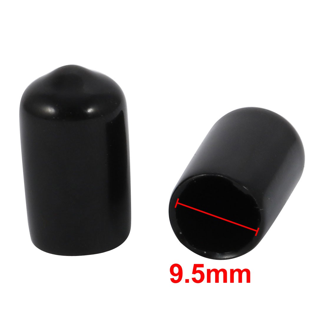 200 Pcs 9.5mm Inner Dia PVC Vinyl End Cap Bolt Screw Thread Protector Black