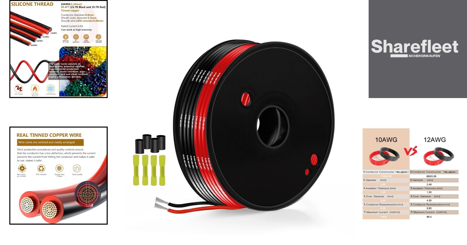 Powerful 10AWG Silicone Electronics Wire 12m, Extremely Flexible & Durable