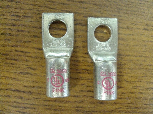 New 10 pc OEC 3/8″ Single Hole Compression Lugs 1/0 AWG Pink B24