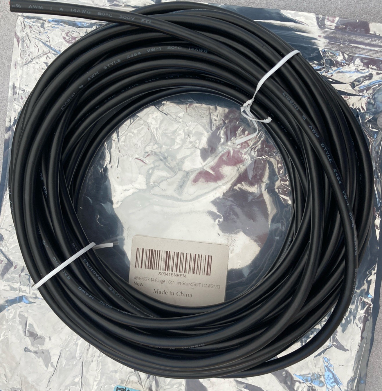 Baohing AWM Style 2464 300v 80 C 14 AWG 2 Conductor Stranded Copper 50 feet