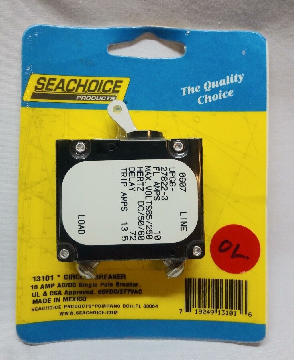 Seachoice AC/DC Marine Circuit Breaker, 10Amp or 30Amp, 227V AC/ 65V DC (CHOOSE)