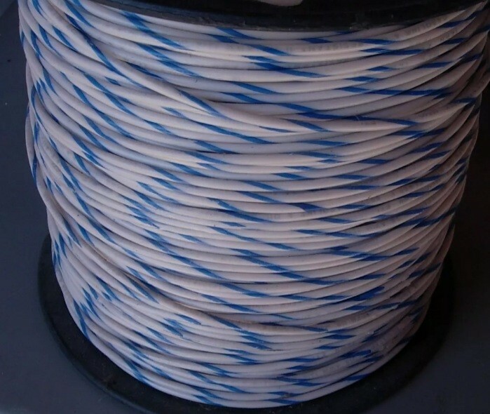 40 ft. TFFN/TEWN/MTW Stranded Copper Wire #16 AWG White w/Blue Stripe. Rare find