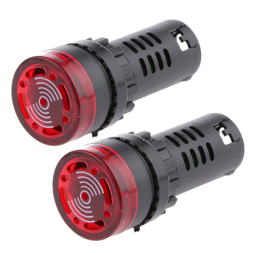 2 Pack Level 3 12V Red LED Buzzer Alarm Signal Indicator Flash Light Panel Mount