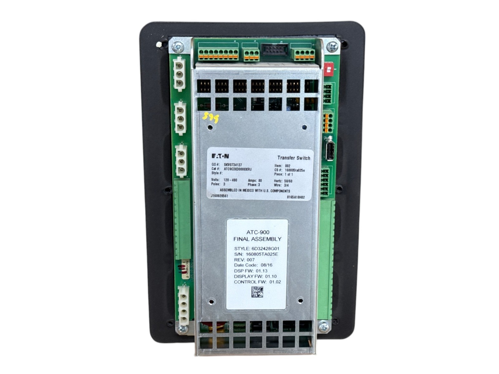 EATON 6D32428G01 ATC-900 AUTOMATIC TRANSFER SWITCH CONTROLLER MODULE PANEL