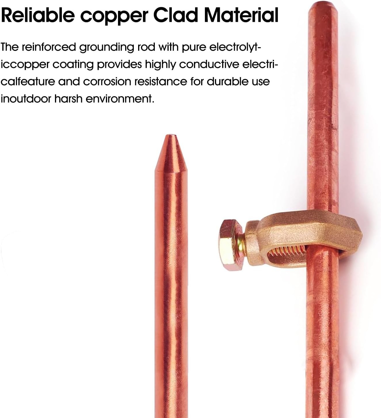4FT Electrical Grounding Copper Ground Rod Earthing bar for Electric Fences Sate