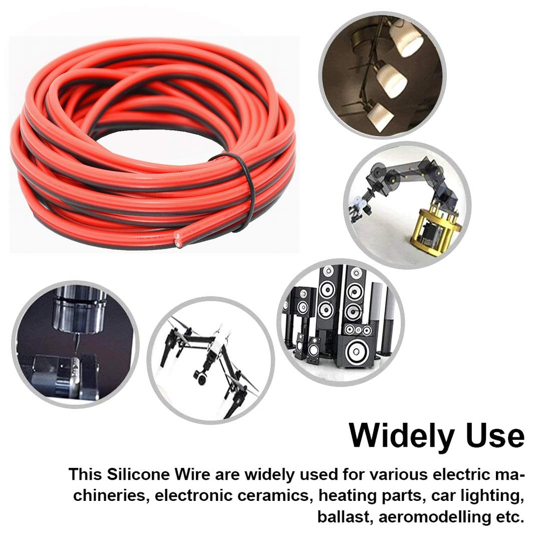 16 AWG Silicone Electrical Wire – 30 Feet 2 Conductor Parallel Wire – Soft