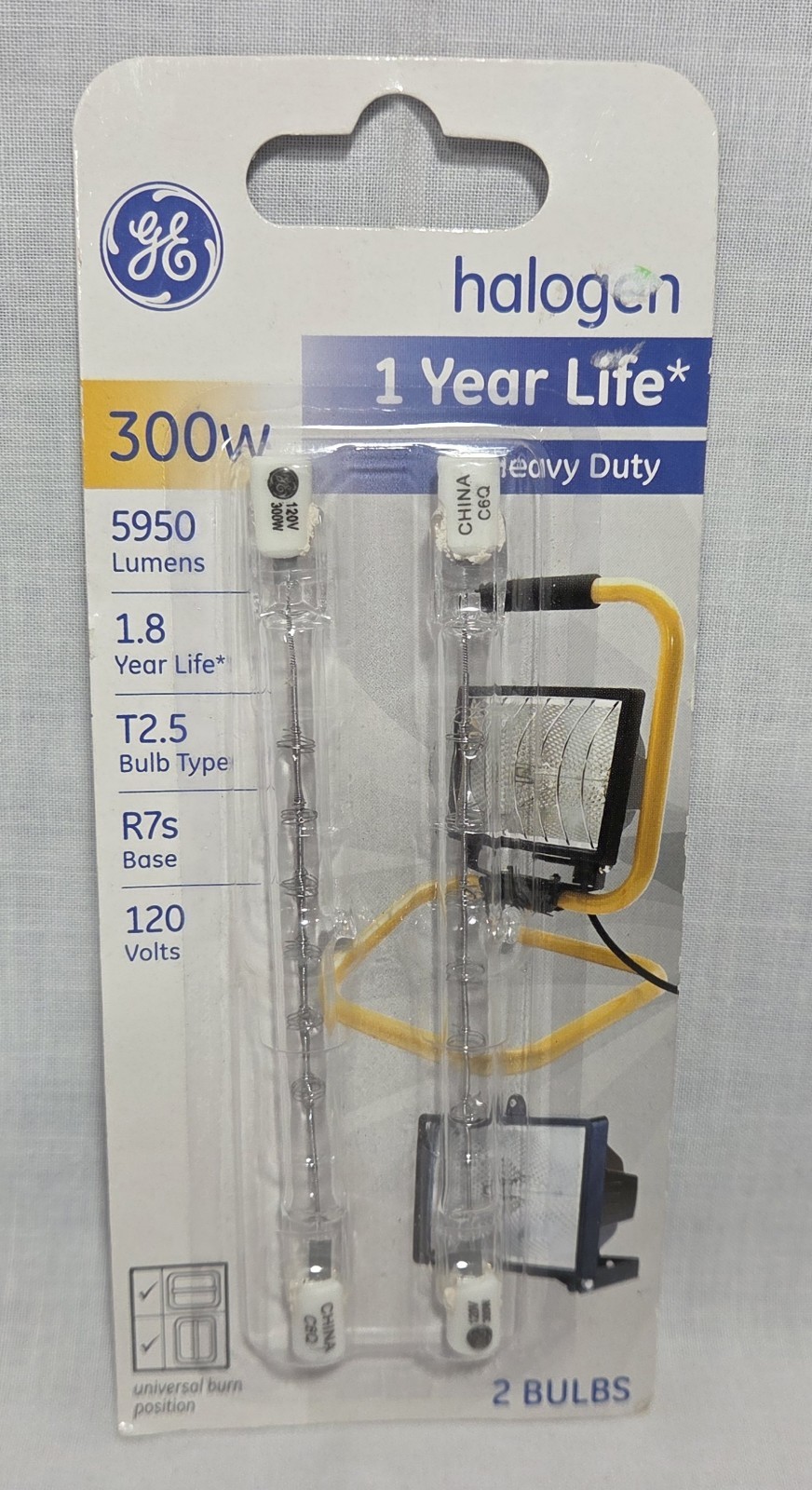 GE Lighting New 2-Pk 300-Watt Quartz Line Halogen Heavy-Duty Lamps