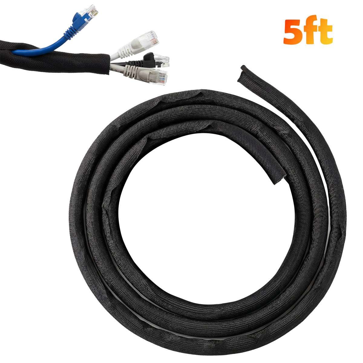 Split Braided Cable Sleeve Nylon Self Wrap Wire Loom Cord Management Protector