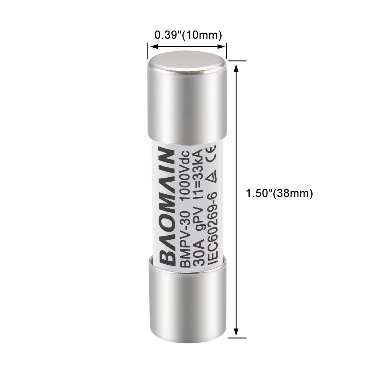 10Pack gPV Solar PV Fuse 30A 1000V DC, 10x38mm, 33kA Breaking Capacity, CE Li…