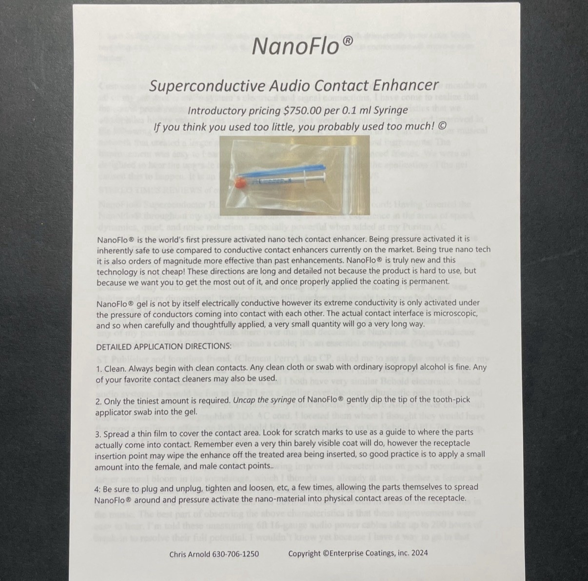 NanoFlo Superconductive Gel Over Copper or Brass Superior To .999 Silver