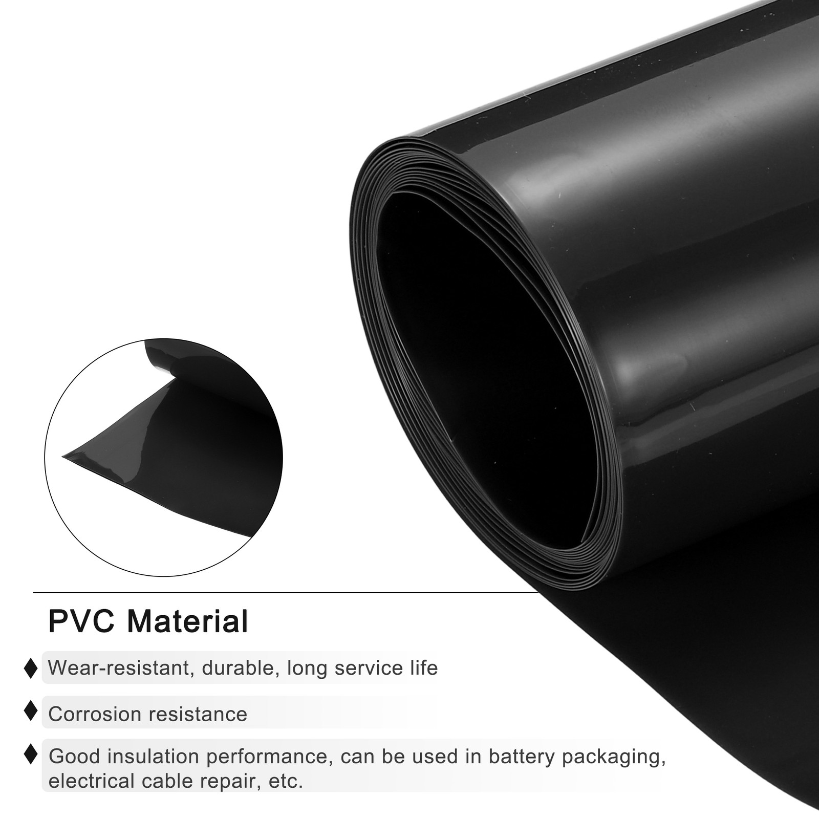 Battery Wrap Heat Shrink Tubing 51mm Dia 80mm Flat 8 Feet Black