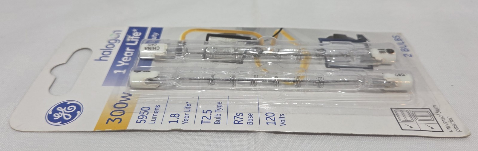 GE Lighting New 2-Pk 300-Watt Quartz Line Halogen Heavy-Duty Lamps