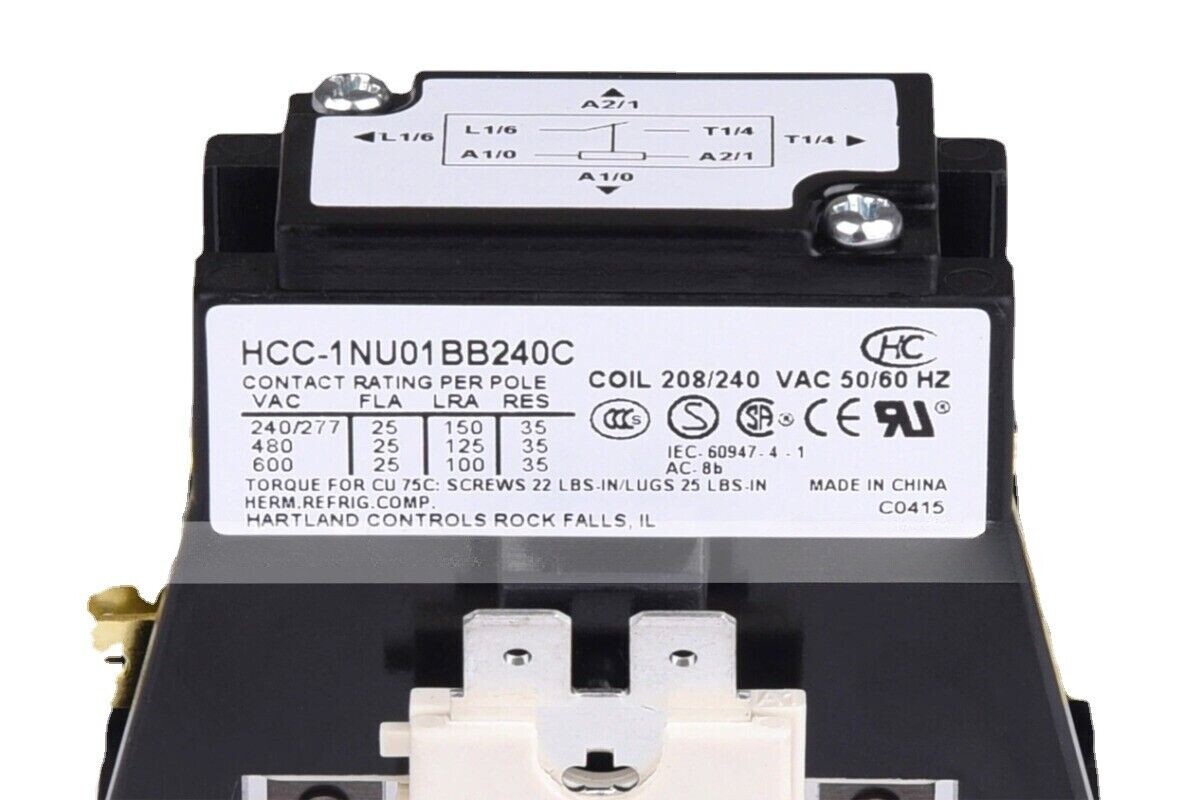 1X 208V/240V 25A Single Phase HCC-1NU01BB240C Air Conditioner AC Contactor