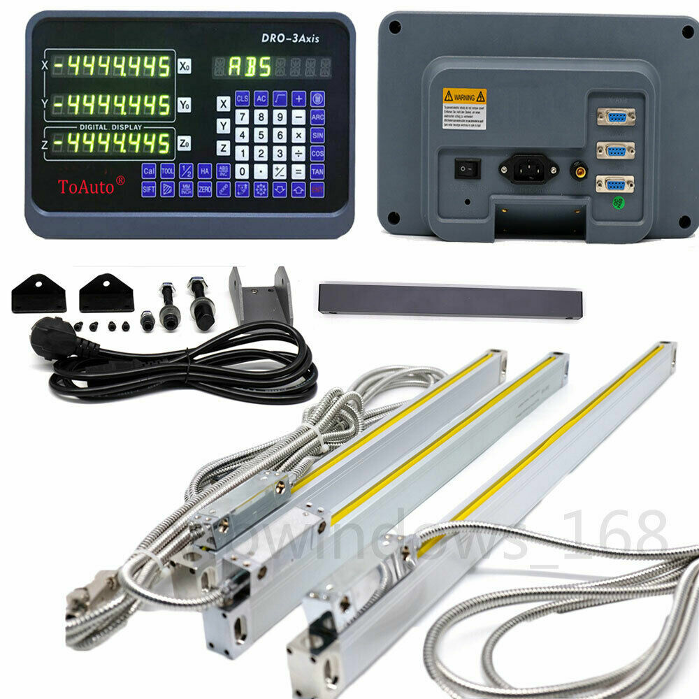 ToAuto 5um /1um Linear Scale Digital Readout DRO Display 100mm-1000mm US