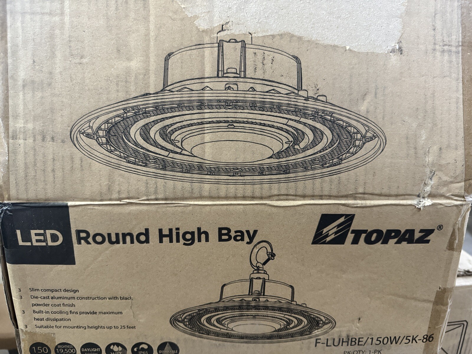 New Topaz 70659 F-LUHBE/150W/5K-86 – LED High Bay, 19,500 Lumens – 5000K