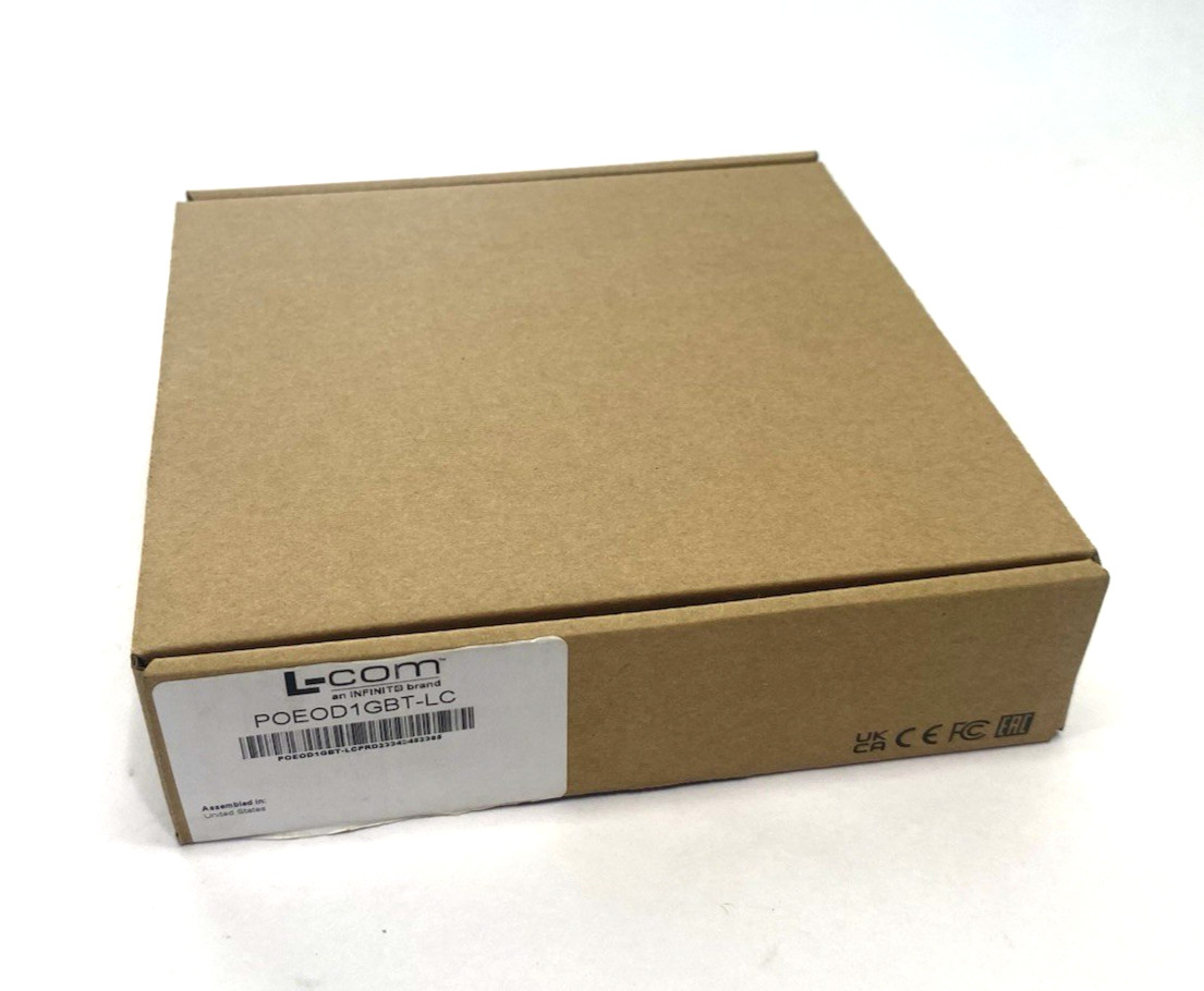 L-Com POEOD1GBT-LC PoE Injector, Metal Industrial IP67 Outdoor, Gigabit