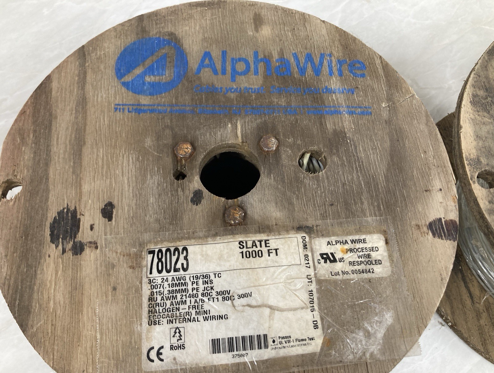 ALPHA WIRE 78023 SL001 / 78023SL001. Lot of 2, 1000’ Spools(New)