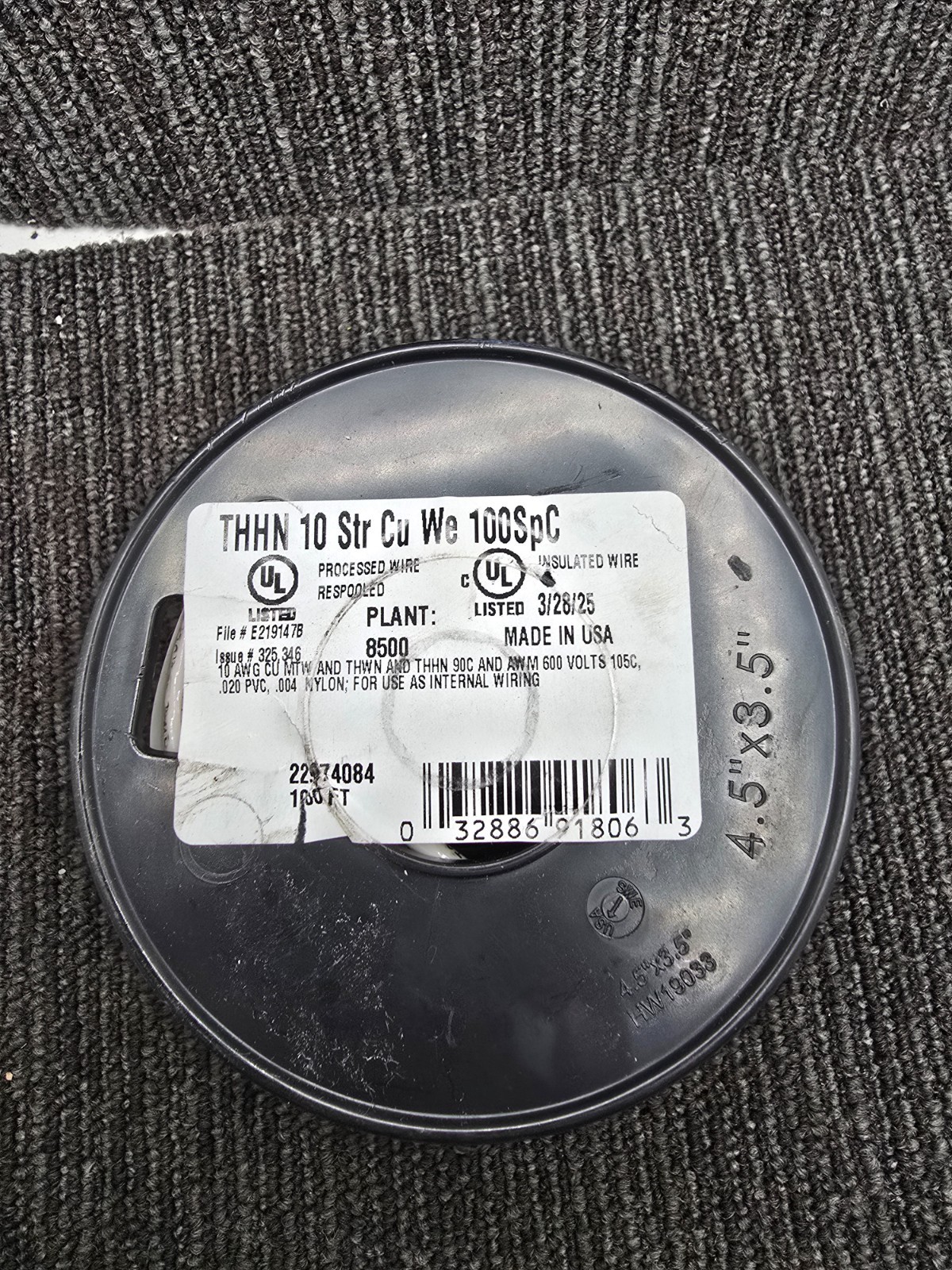 SouthWire 22974084: THHN 10 AWG 100ft White Stranded CU Building Wire