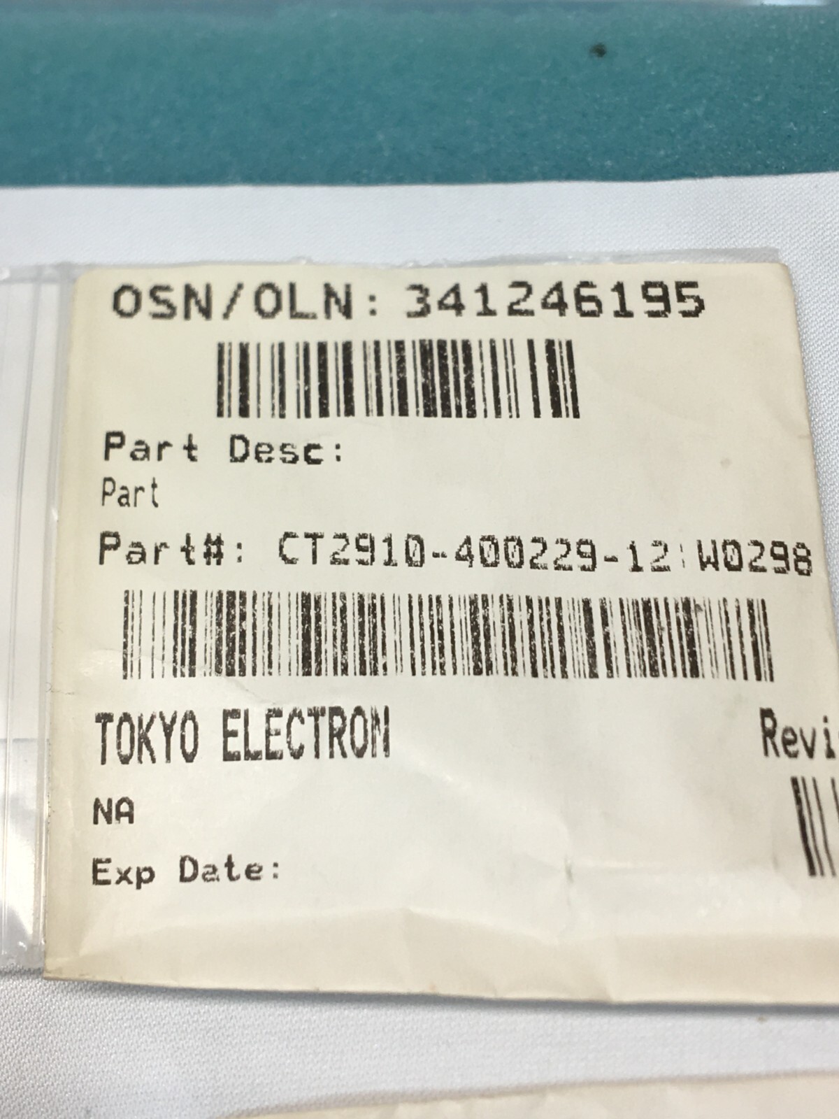 3 TEL CT2910-400229-12 TRANSITION PLATE PIN (TRS-IFB) ACT 8, 188258