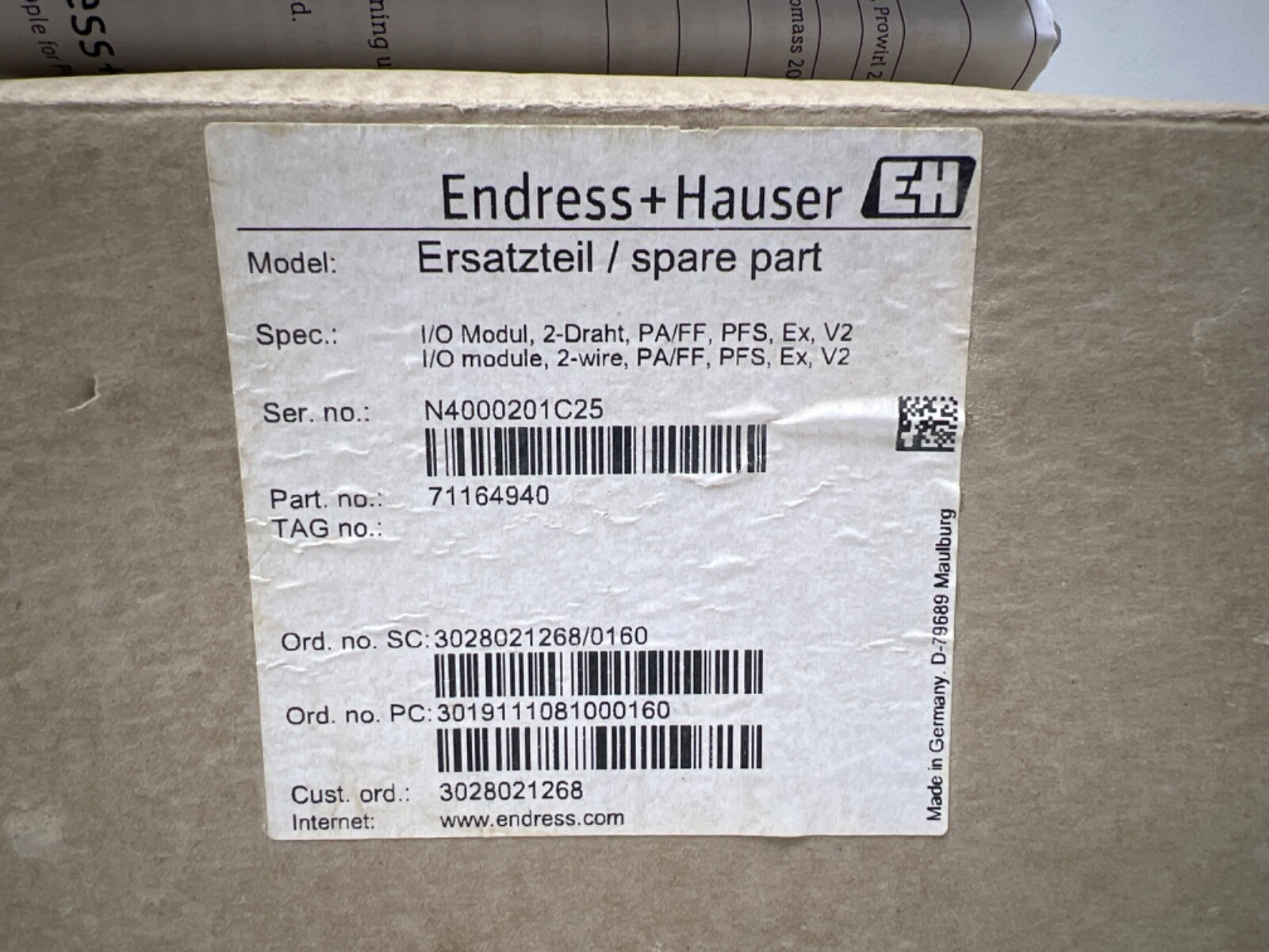 Ersatzteil / spare part (71164940), Endress+Hauser