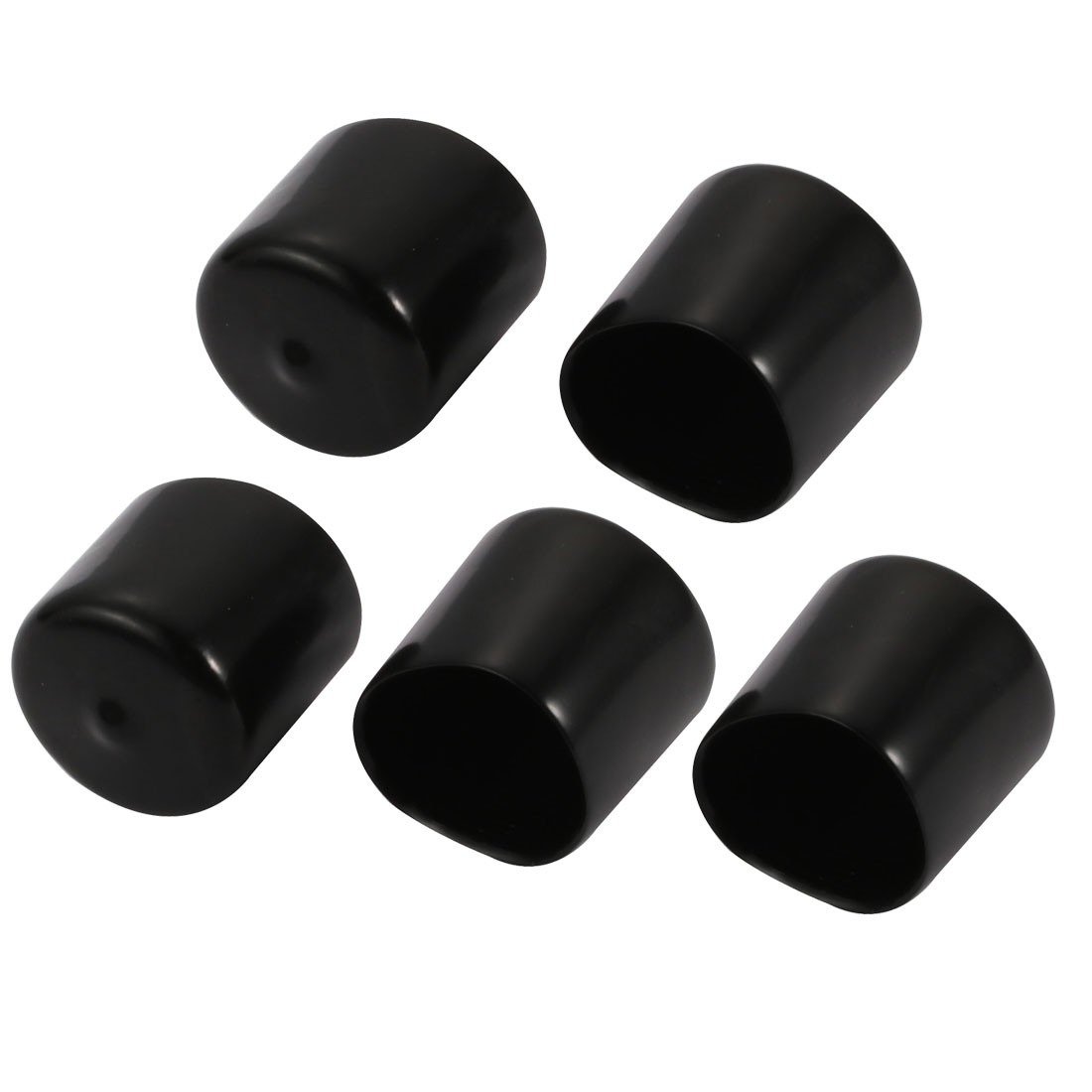 5pcs 30mm Inner Dia PVC Flexible Vinyl Cap Screw Thread Protector Cover Black