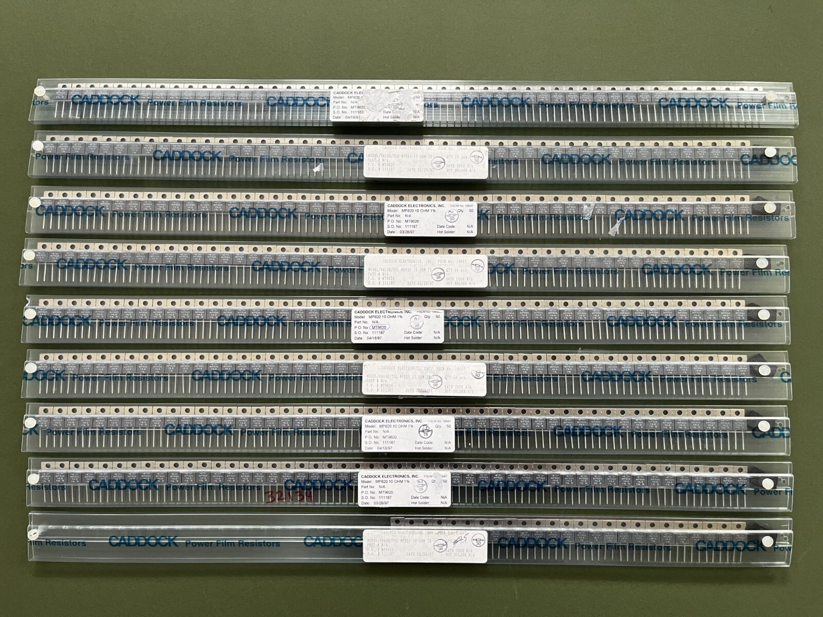 CADDOCK MP820-10.0-1% Thick Film 10 Ohm Resistor, 20W, +/- 1, 300V Max. LOT 425