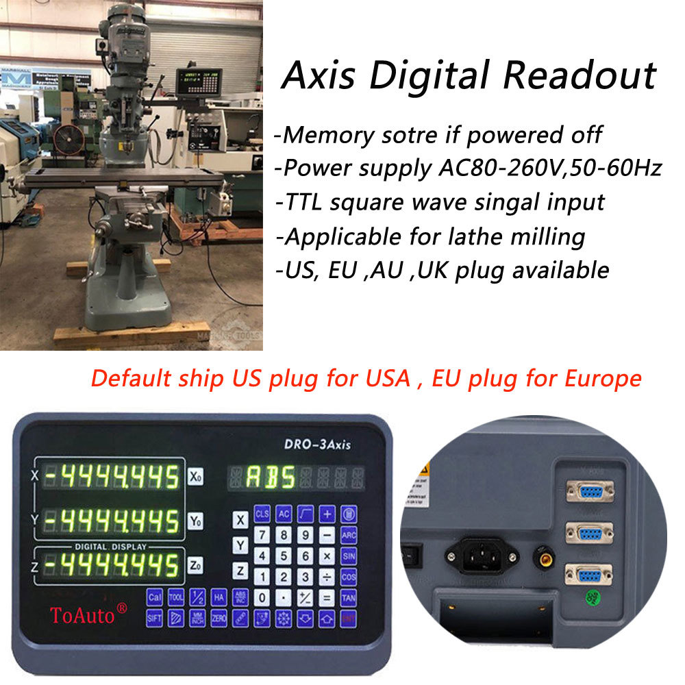 2/3 Axis Digital Readout DRO TTL Linear Glass Scale Encoder EDM Milling Lath 1µm