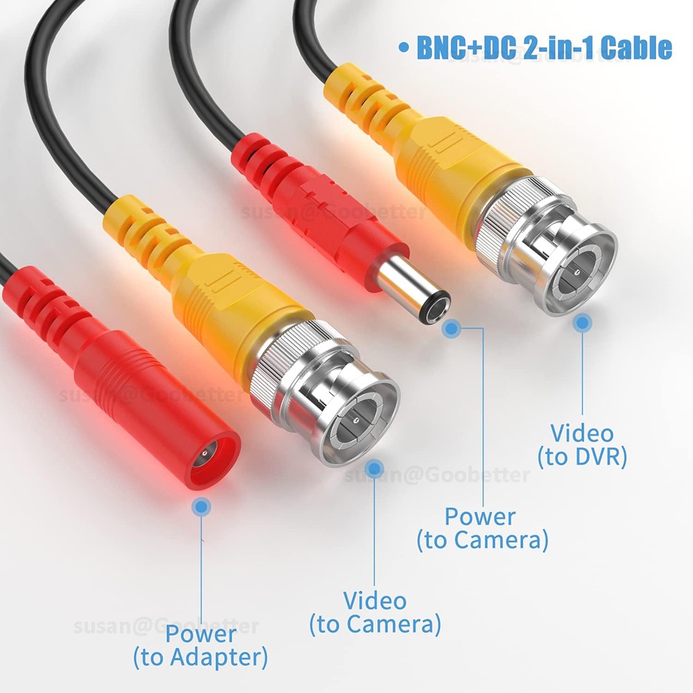 BNC DC POWER VIDEO SECURITY CCTV CAMERA DVR EXTENSION CABLE DATA LEAD WIRE 1-50m