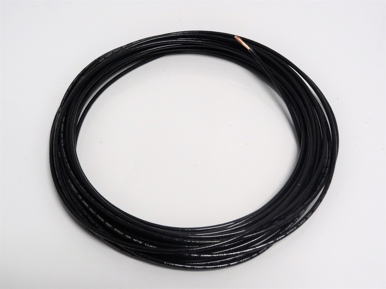 16 GAUGE TFFN TEWN WIRE BLACK 25′ FEET 600V COPPER STRANDED GROUND WIRE