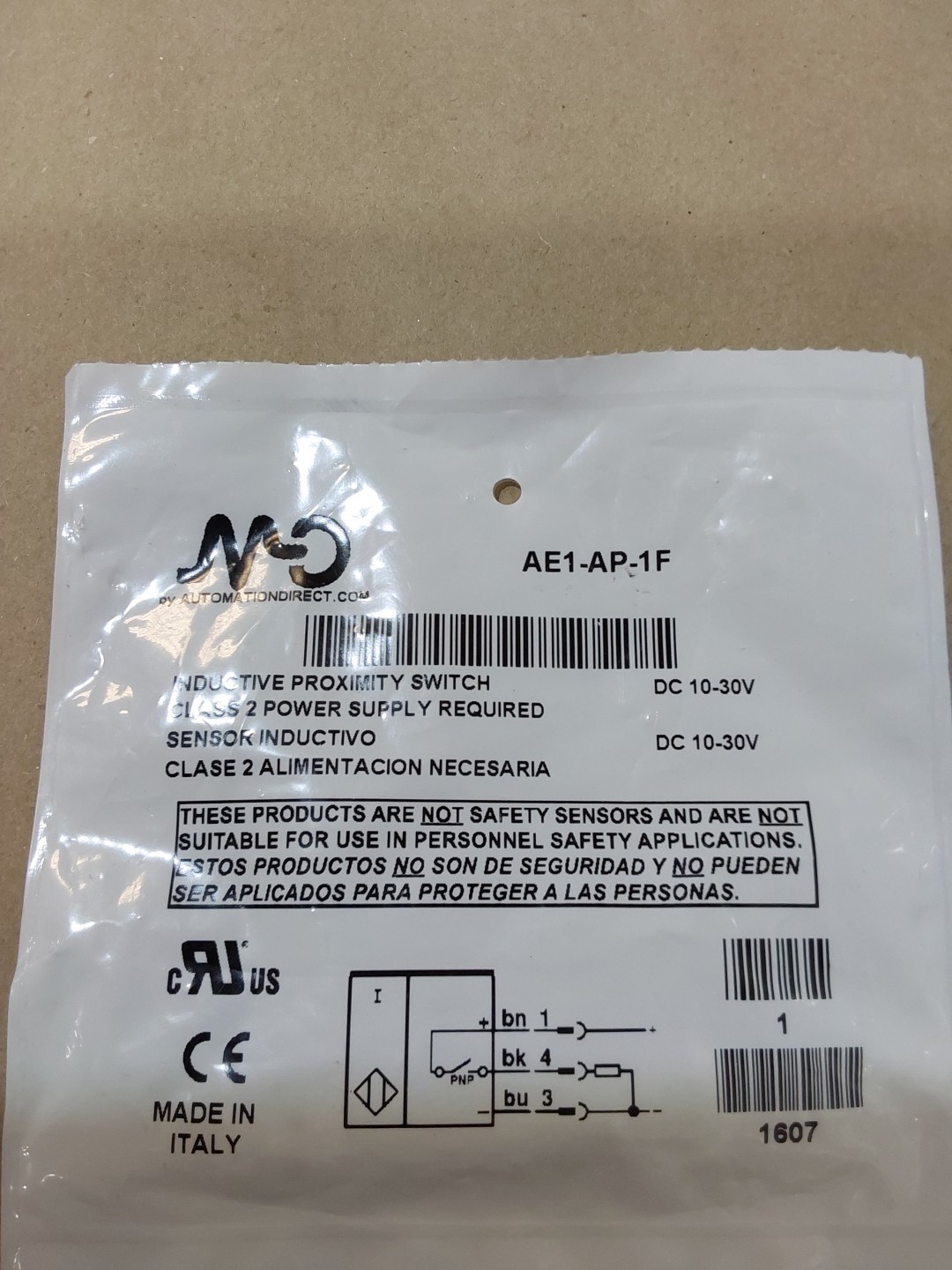 AUTOMATION, AE1-AP-1F INDUCTIVE PROXIMITY SWITCH