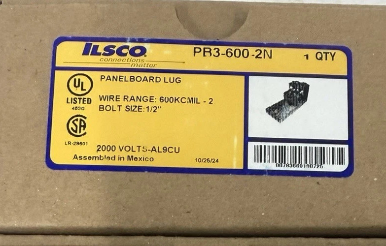 ⭐NEW IN BOX⭐ ILSCO PB3-600-2N 3Hole Aluminum Panelboard Lug 🔴USA🔵