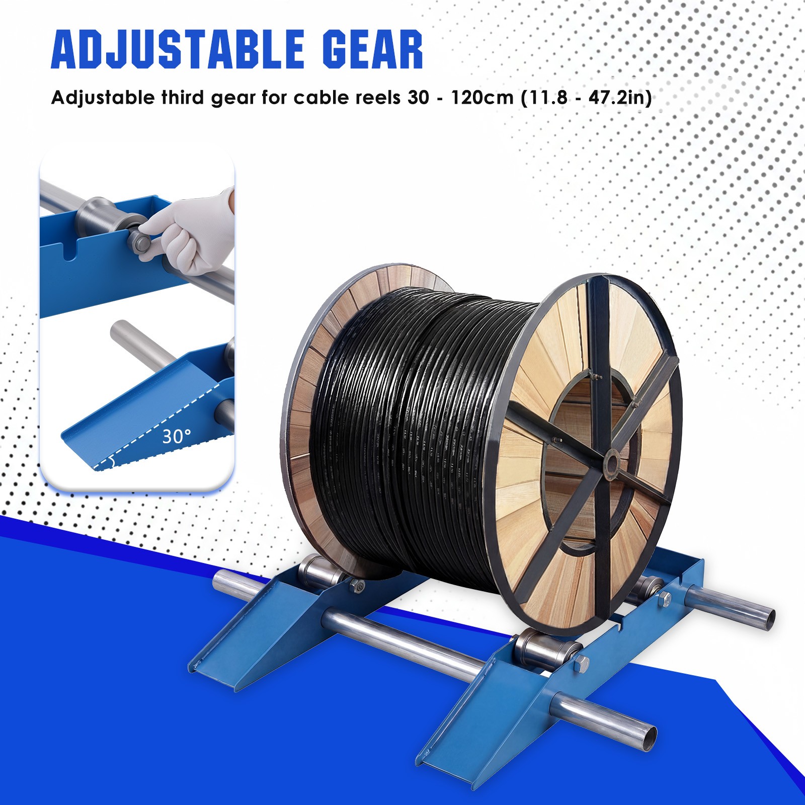 Wire Cable Reel Roller Stand 3307 LBS Commercial Industrial Steel Wire Dispenser